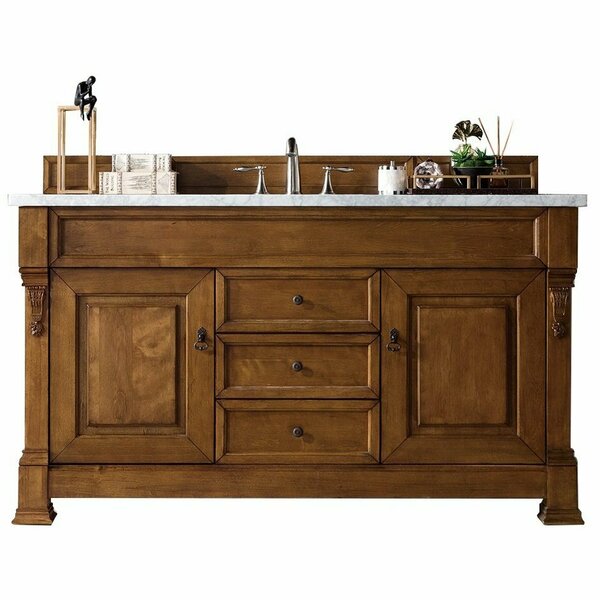 James Martin Vanities Brookfield 60in Single Vanity, Country Oak w/ 3 CM Eternal Jasmine Pearl Quartz Top 147-114-5371-3EJP